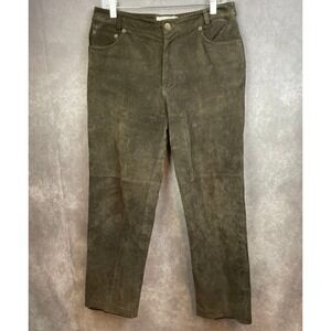 Real Comfort Pants Womens 12 Petite 100%‎ Genuine Leather Tan Brown Lined Biker